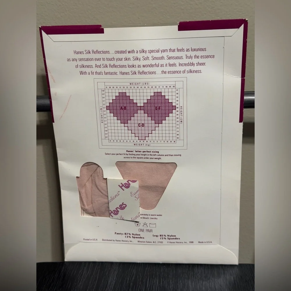 Vintage Hanes Silk Reflections Pantyhose Pink Mist AB Sandalfoot NOS 80s 90s